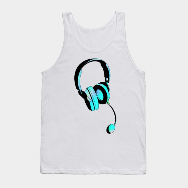 Gamer headset aqua Tank Top by Gavlart